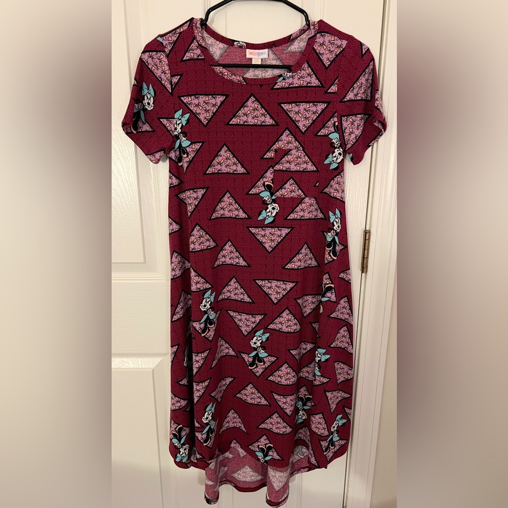 5/$25 Women’s LulaRoe Red Disney Minnie Mouse Bow Short Sleeve Dress Size XXS